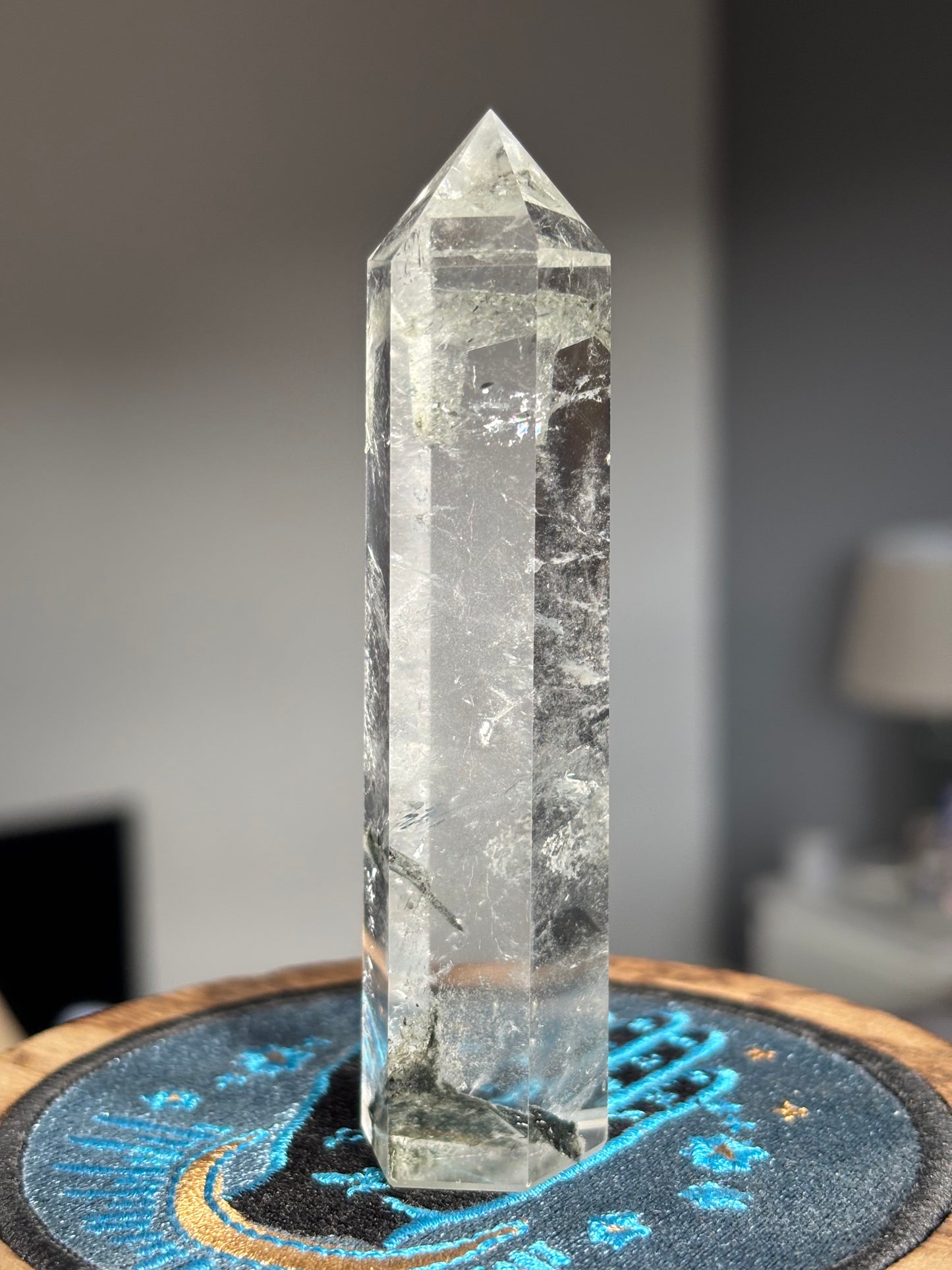 Clear Quartz Tower With Black tourmaline