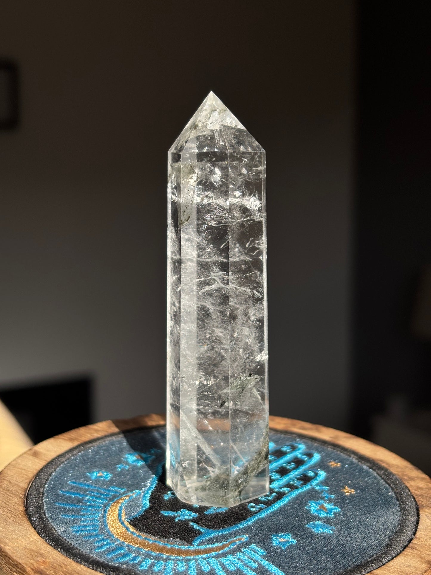 Clear Quartz Tower With Black tourmaline