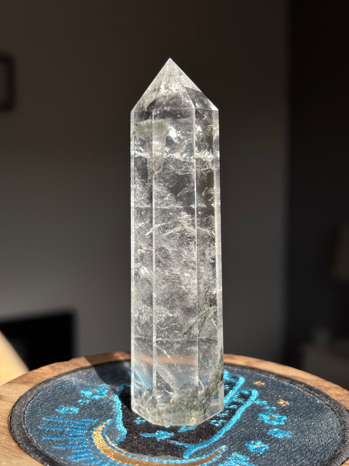 Clear Quartz Tower With Black tourmaline