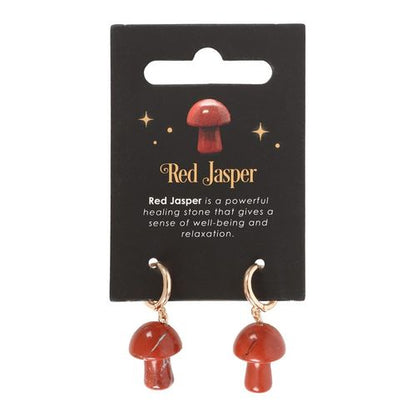 Red Jasper Crystal Mushroom Earrings