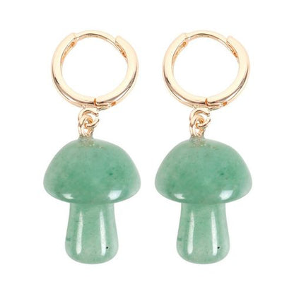 Aventurine Crystal Mushroom Earrings